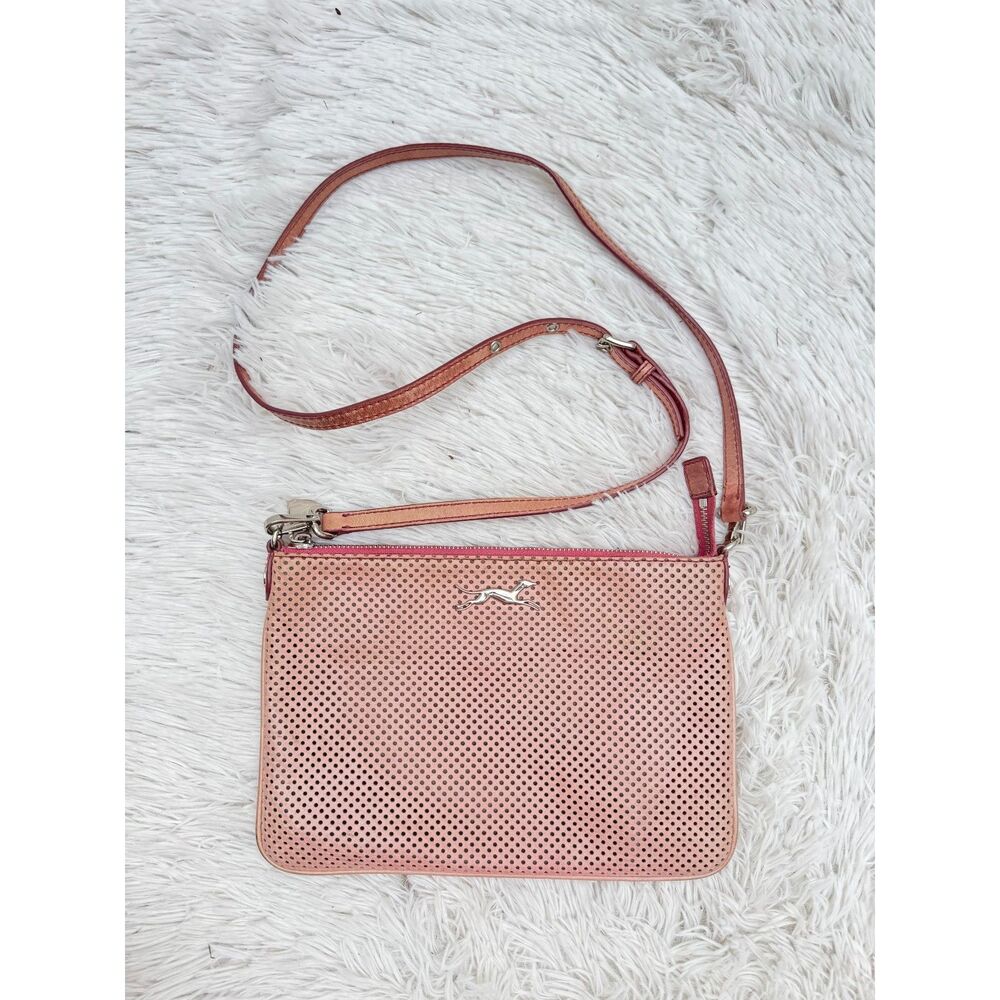 Bimba y Lola Pink Perforated Crossbody Bag Greyhound Logo Leather